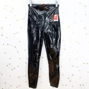 Spanx • Black Faux Patent Leather Shaping Leggings